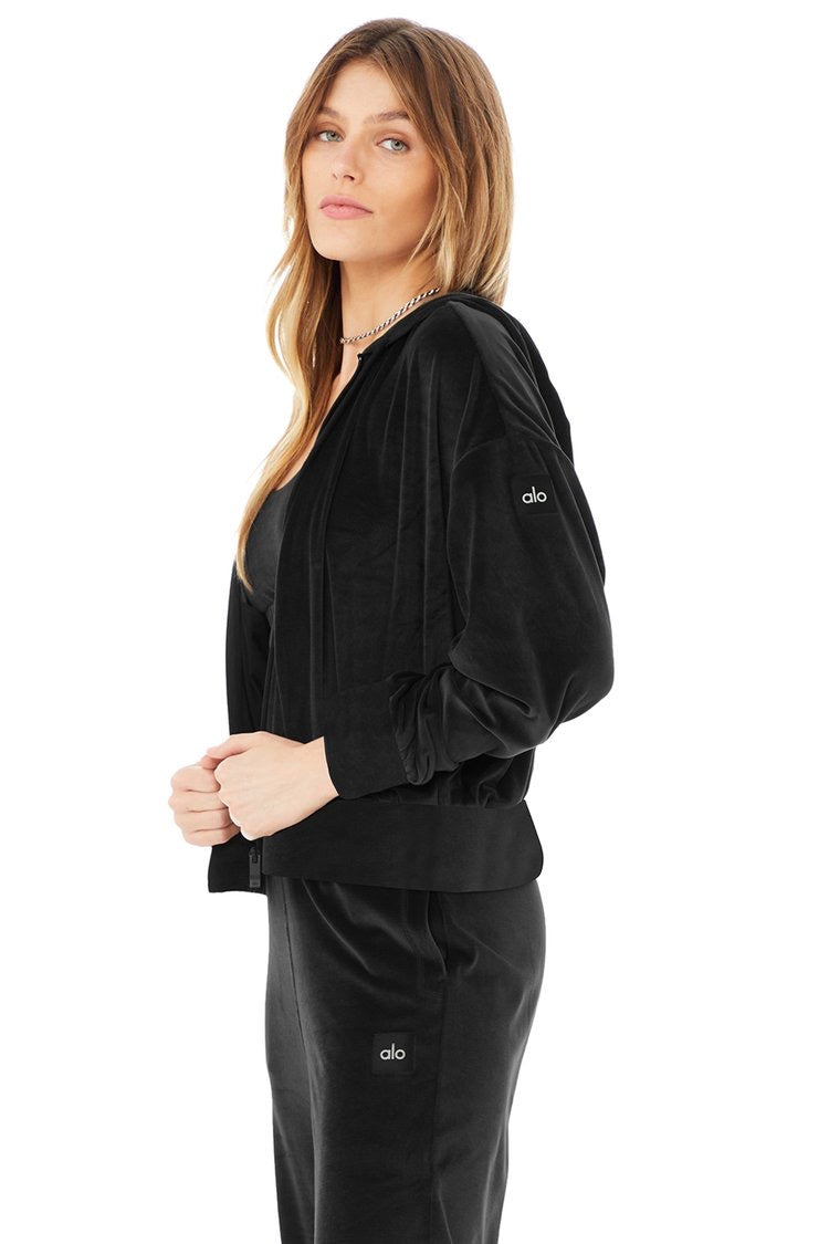 Velour Glimmer Zip Up Jacket - aainie