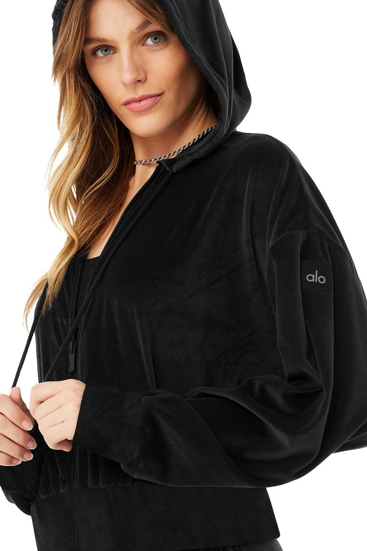 Velour Glimmer Zip Up Jacket - aainie
