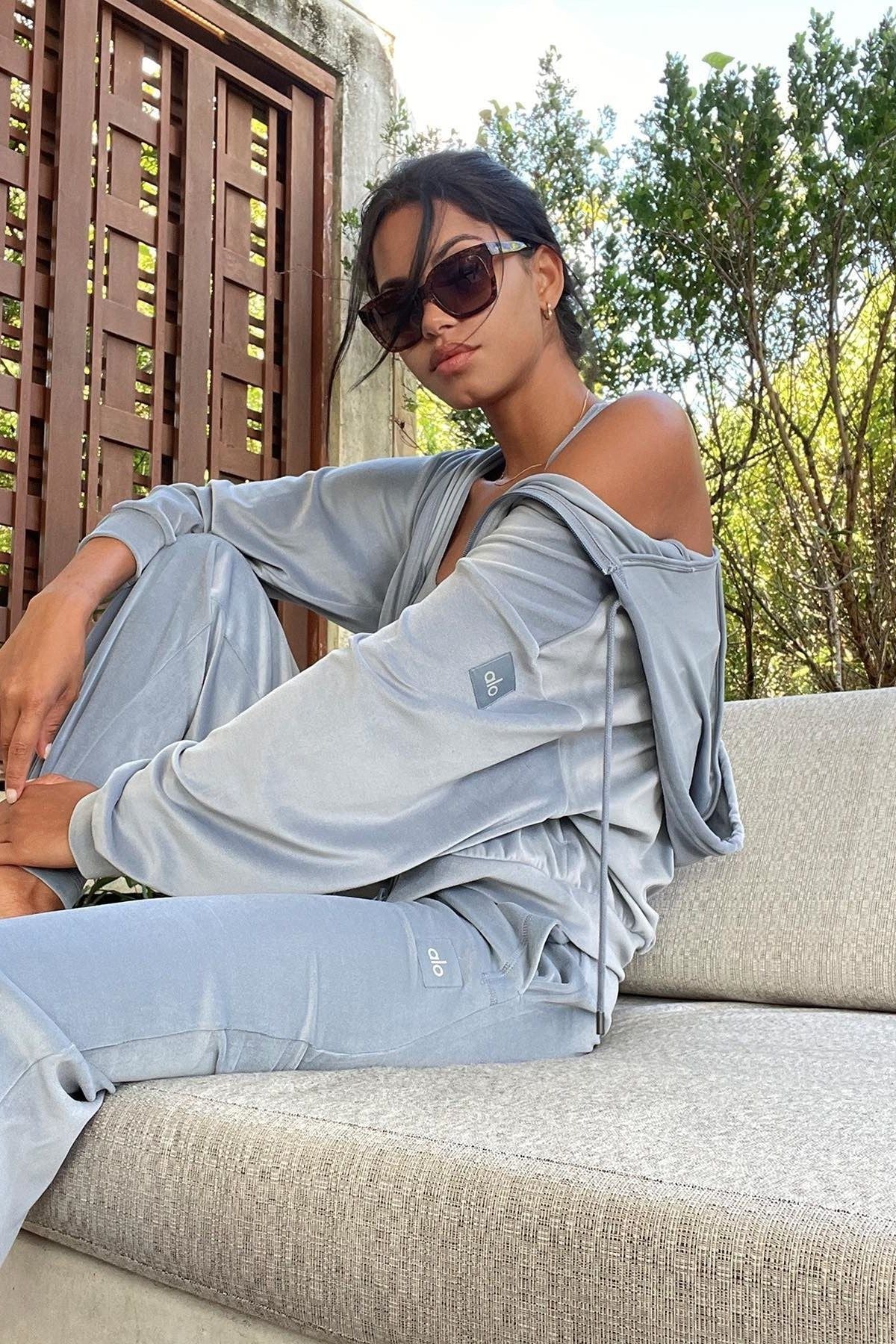 Velour Glimmer Zip Up Jacket - aainie