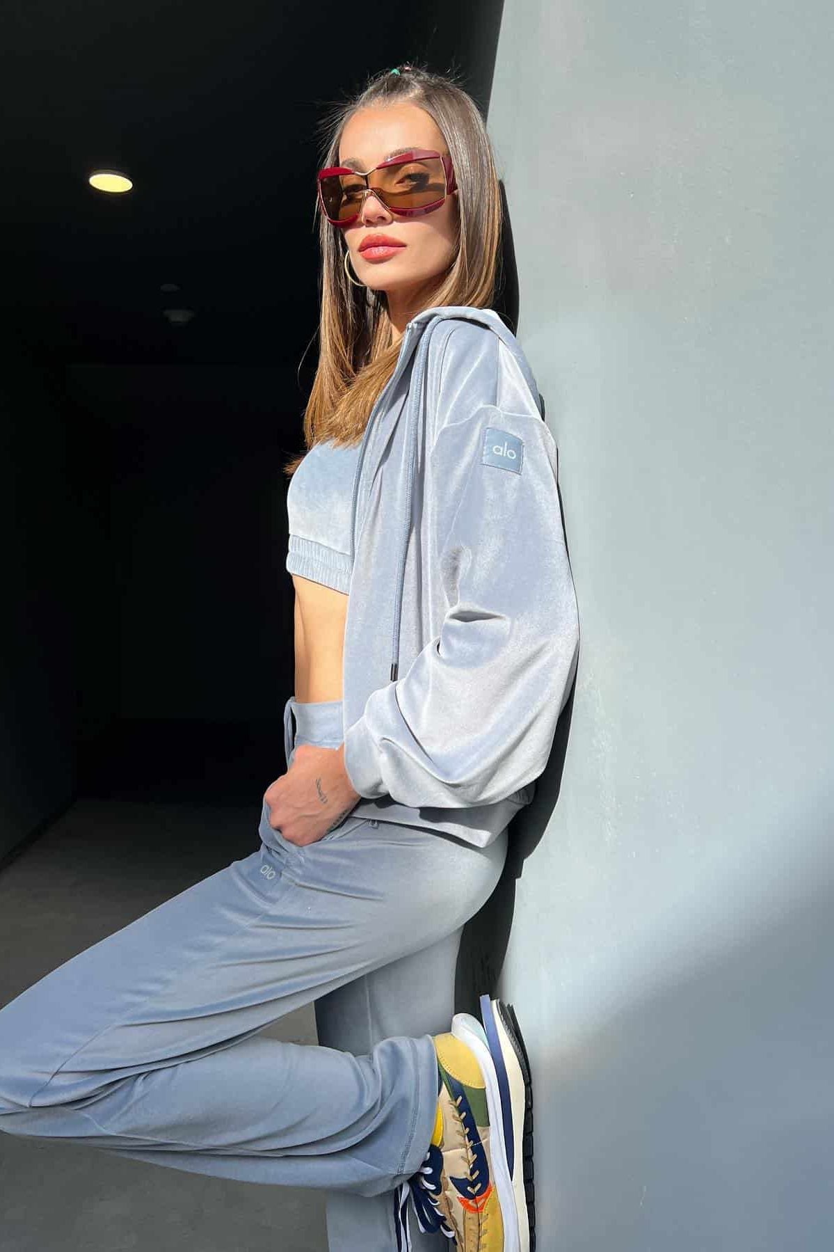 Velour Glimmer Zip Up Jacket - aainie