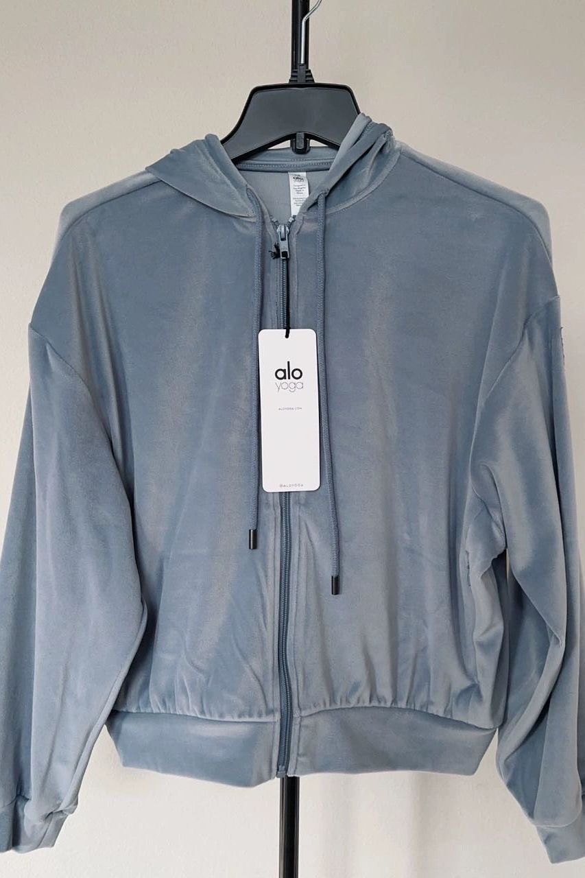 Velour Glimmer Zip Up Jacket - aainie