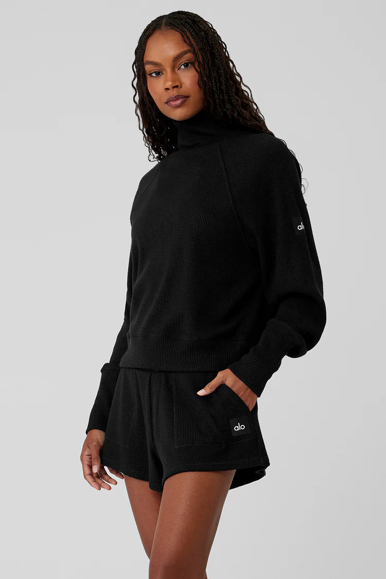 WAFFLE WEEKEND ESCAPE MOCK NECK LONG SLEEVE
