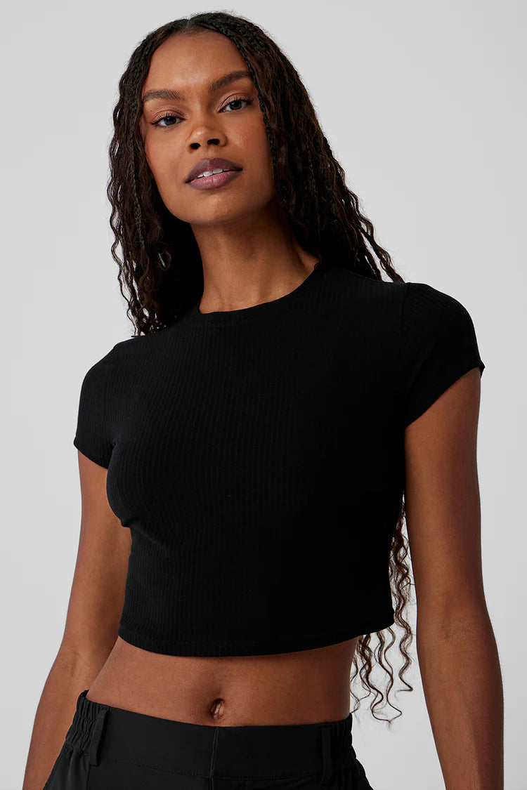 RIBBED SEA COAST CROPPED SHORT SLEEVE TEE